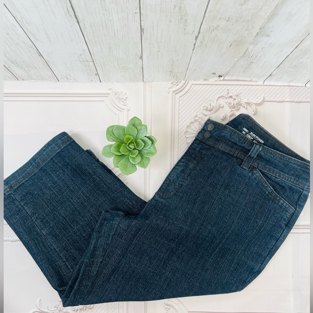 Plus size Liz Claiborne SLIM POWER CROP Denim Jeans Women 14W Blue Stretch